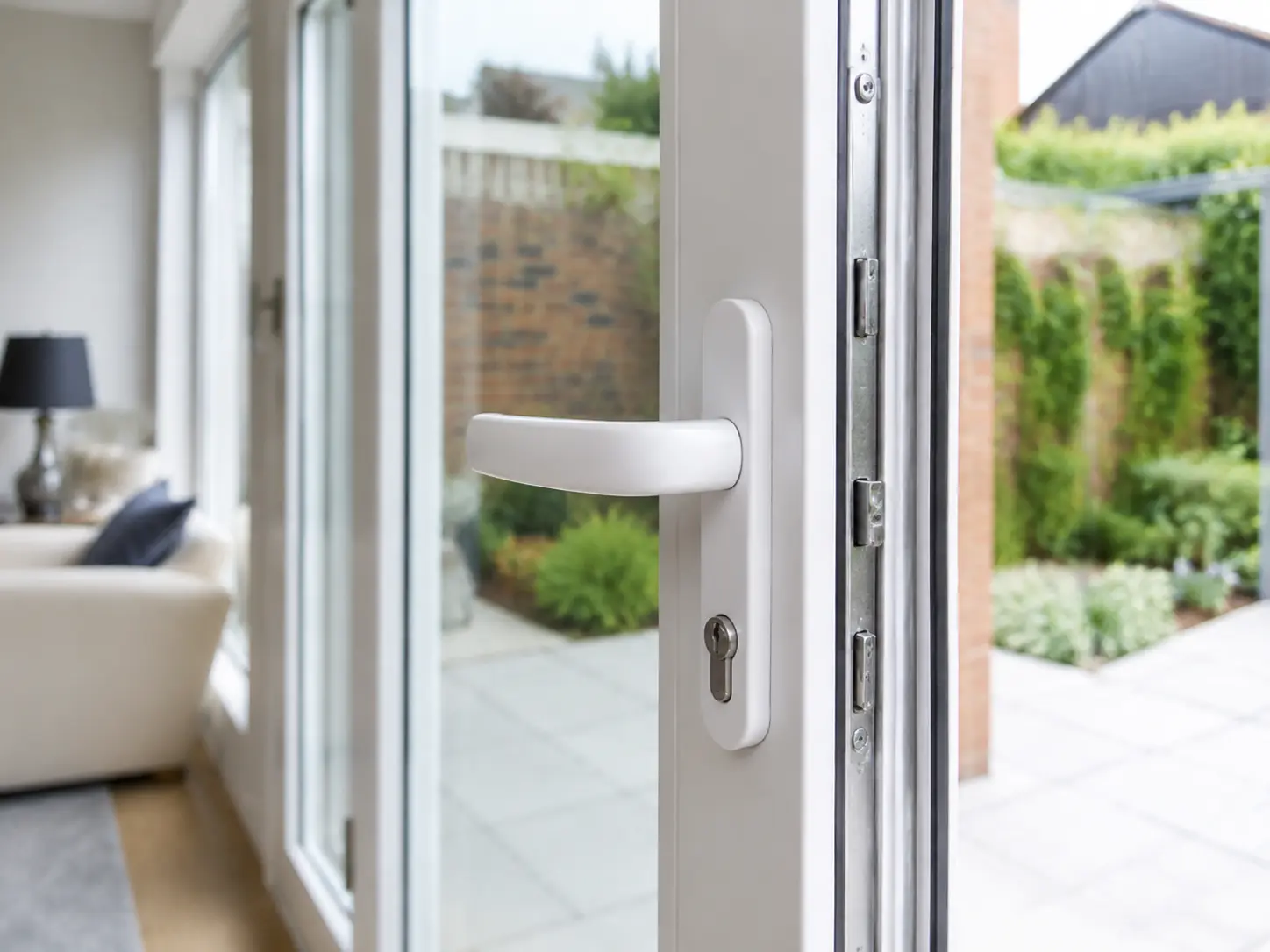 Padlock securing a wooden door